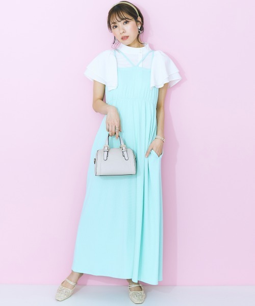 marun（マルン）の「＜大きいサイズ＞ スタンドカラーフレアブラウス marun（シャツ/ブラウス・レディース・ピンクベージュ/サックスブルー/オフホワイト・4L/5L/L/LL/3L）」の11枚目の写真