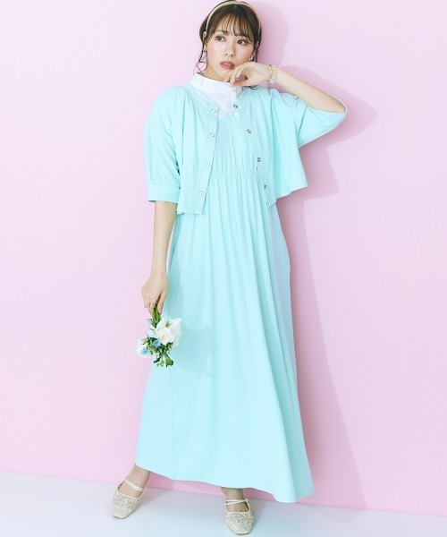 marun（マルン）の「＜大きいサイズ＞ スタンドカラーフレアブラウス marun（シャツ/ブラウス・レディース・ピンクベージュ/サックスブルー/オフホワイト・4L/5L/L/LL/3L）」の22枚目の写真