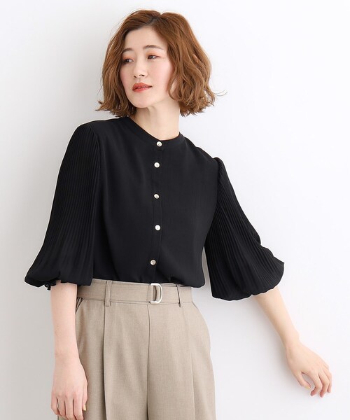 grove(グローブ)の「◆前後2WAY楊柳シャーリングブラウス(シャツ/ブラウス・レディース・オフホワイト/ブラック/イエロー系その他・03/02/01/04/05)」の2枚目の写真