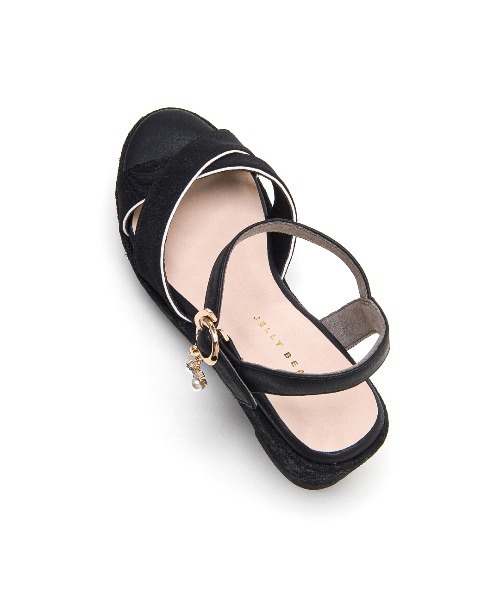 JELLY BEANS（ジェリービーンズ）の「2WAYチャーム付きストラップウエッジサンダル<ふわさら>(204-32969)JELLY BEANS(ジェリービーンズ)（サンダル・レディース・ライトグリーン/ブラック/ライトベージュ・L/M/S/SS/LL）」の9枚目の写真