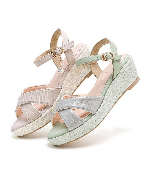 JELLY BEANS（ジェリービーンズ）の「2WAYチャーム付きストラップウエッジサンダル<ふわさら>(204-32969)JELLY BEANS(ジェリービーンズ)（サンダル・レディース・ライトグリーン/ブラック/ライトベージュ・L/M/S/SS/LL）」の16枚目の写真