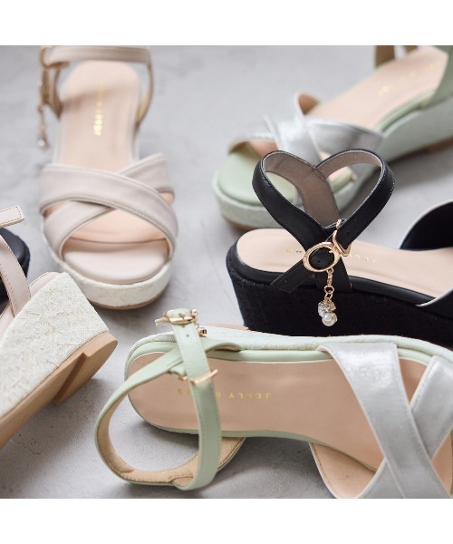 JELLY BEANS（ジェリービーンズ）の「2WAYチャーム付きストラップウエッジサンダル<ふわさら>(204-32969)JELLY BEANS(ジェリービーンズ)（サンダル・レディース・ライトグリーン/ブラック/ライトベージュ・L/M/S/SS/LL）」の17枚目の写真