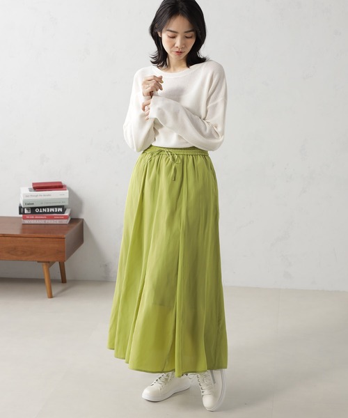 FOUND GOOD(ファウンドグッド)の「サラツヤフレアスカート(スカート・レディース・イエロー系5/グレー系8/グレー系1/アイボリー/グレー系・M/S/L)」の5枚目の写真