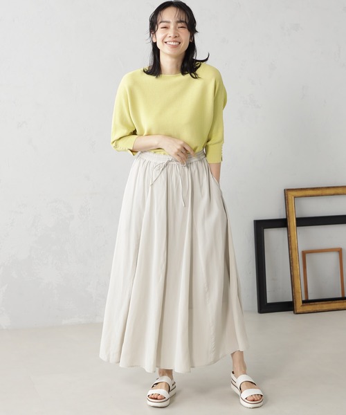FOUND GOOD(ファウンドグッド)の「サラツヤフレアスカート(スカート・レディース・イエロー系5/グレー系8/グレー系1/アイボリー/グレー系・M/S/L)」の6枚目の写真