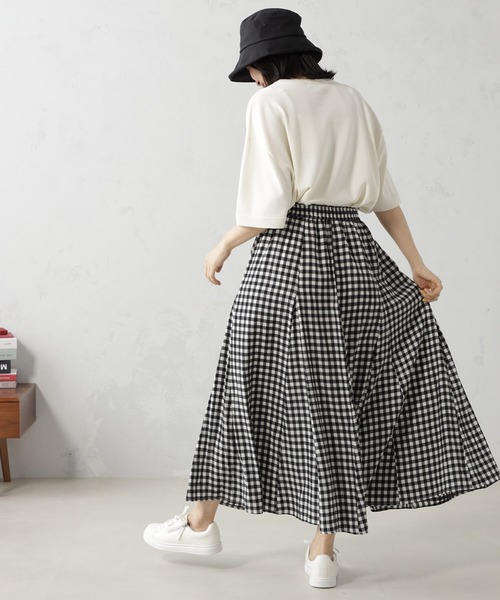 FOUND GOOD(ファウンドグッド)の「サラツヤフレアスカート(スカート・レディース・イエロー系5/グレー系8/グレー系1/アイボリー/グレー系・M/S/L)」の12枚目の写真