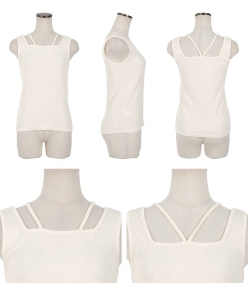 KOBE LETTUCE（コウベレタス）の「前後2wayホルタータンクトップ（タンクトップ・レディース・グレイッシュベージュ/ブラック/ホワイト×ブラック/ナチュラル・M）」の7枚目の写真