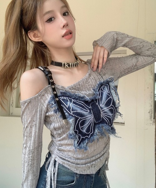 .KOM（ドットコム）の「A'GEM/9 × .kom 『.KOM/ドットケーオーエム』 バタフライデザイントップス（その他トップス・レディース・グレー・S/M）」の7枚目の写真