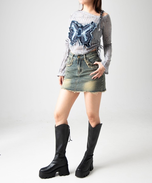 .KOM（ドットコム）の「A'GEM/9 × .kom 『.KOM/ドットケーオーエム』 バタフライデザイントップス（その他トップス・レディース・グレー・S/M）」の12枚目の写真