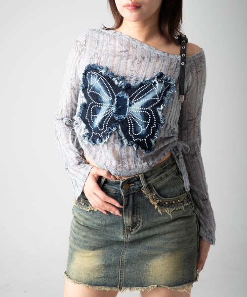 .KOM（ドットコム）の「A'GEM/9 × .kom 『.KOM/ドットケーオーエム』 バタフライデザイントップス（その他トップス・レディース・グレー・S/M）」の14枚目の写真