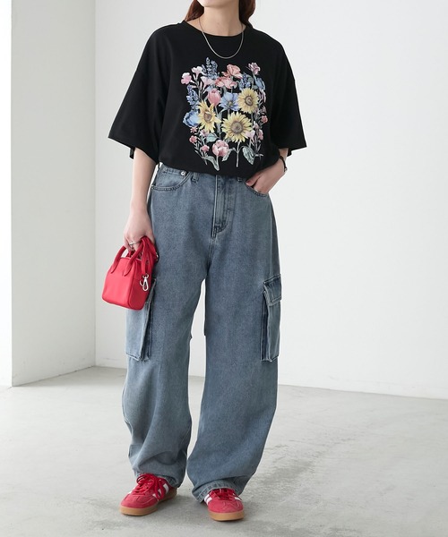 BONLECILL(ボンルシール)の「ヴィンテージフラワープリント BIGTEE(Tシャツ/カットソー・レディース・オートミール/オフホワイト/ブラック・FREE)」の9枚目の写真