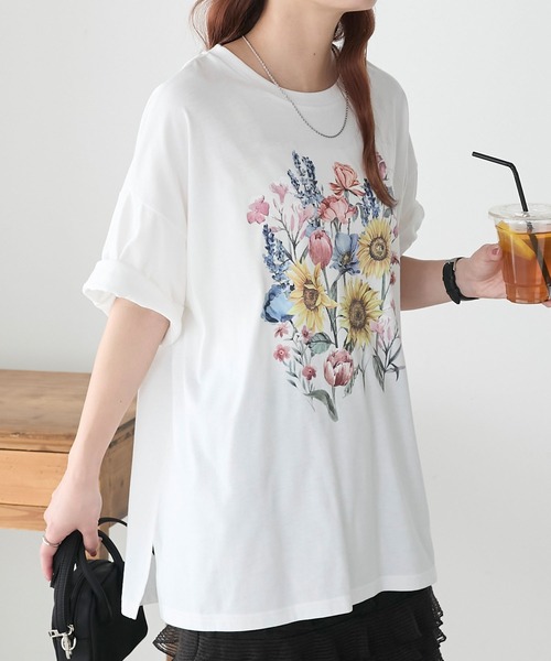 セール】ヴィンテージフラワープリント BIGTEE（Tシャツ