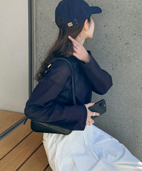 fredy emue(フレディエミュ)の「コットンチュールルーズロンT(Tシャツ/カットソー・レディース・オフホワイト/ダークネイビー/ライトグレー・38)」の21枚目の写真