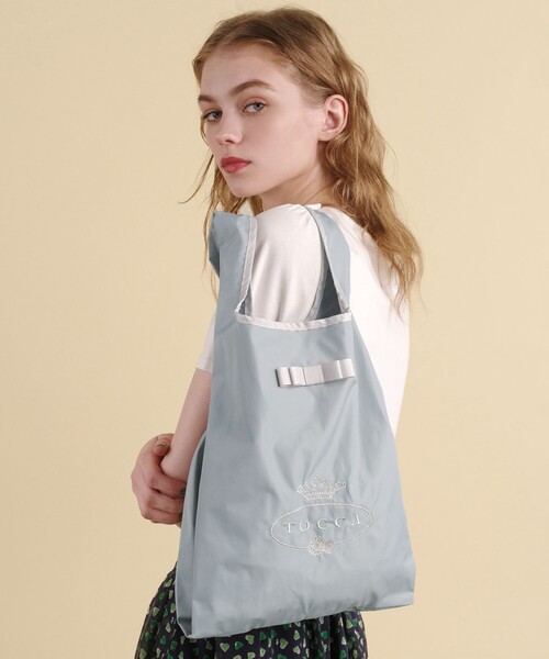 TOCCA(トッカ)の「POINT OF RIBBON ECOBAG エコバッグ(エコバッグ/サブバッグ・レディース・ベージュ系/ブラック系/スカイブルー系/ピンク系/ネイビー系・F)」の4枚目の写真