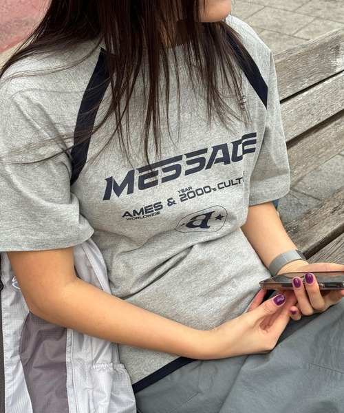tシャツ 「UNISEX」AMES WORLDWIDE／メッセージラグラン T  2111570 レディース メンズ UNISEX】AMES WORLDWIDE／メッセージラグラン T 2111570（T