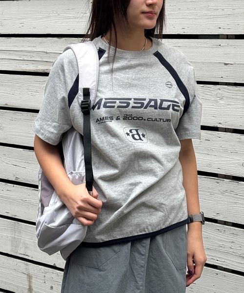 tシャツ 「UNISEX」AMES WORLDWIDE／メッセージラグラン T  2111570 レディース メンズ UNISEX】AMES WORLDWIDE／メッセージラグラン T 2111570（T