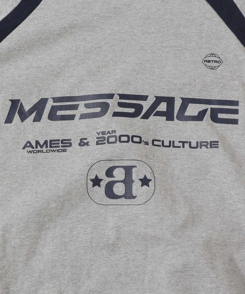 tシャツ 「UNISEX」AMES WORLDWIDE／メッセージラグラン T  2111570 レディース メンズ UNISEX】AMES WORLDWIDE／メッセージラグラン T 2111570（T