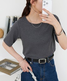 DISCOAT | ラメワッフル5分袖(Tシャツ/カットソー)