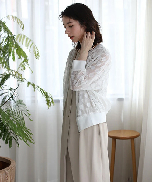 REAL CUBE（リアルキューブ）の「ハートシアーブルゾン（ブルゾン・レディース・オフホワイト/ブラック・FREE）」の3枚目の写真