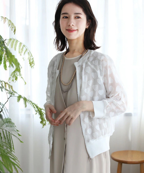 REAL CUBE（リアルキューブ）の「ハートシアーブルゾン（ブルゾン・レディース・オフホワイト/ブラック・FREE）」の7枚目の写真