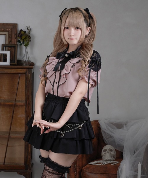 Pal elfy(パルエルフィー)の「肩レースフリルブラウス(シャツ/ブラウス・レディース・ピンク/ブラック/オフホワイト・フリー)」の3枚目の写真