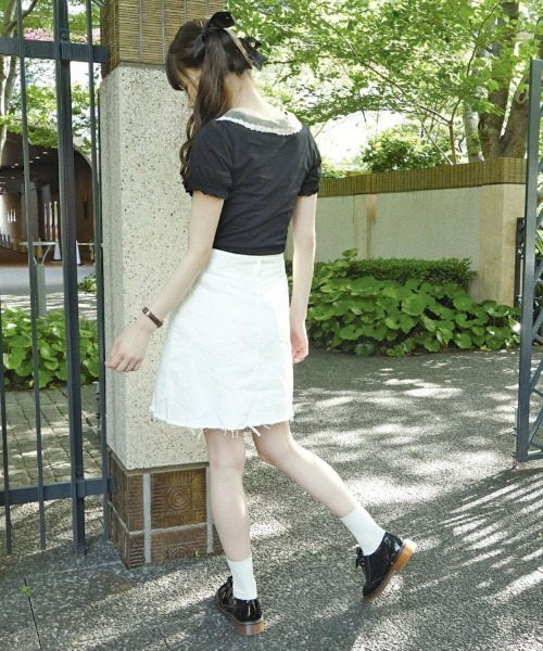 F i.n.t（フィント）の「110zデニム裾フリンジAラインスカート/F&A/fint（デニムスカート・レディース・オフホワイト/インディゴブルー・M/S）」の5枚目の写真