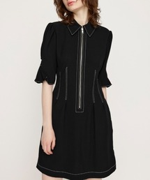 FRONT ZIP TUCK S/OP フロント ジップ タック ショートワンピース