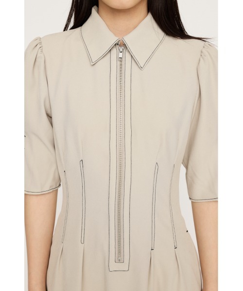 SLY（スライ）の「FRONT ZIP TUCK S/OP フロント ジップ タック ショートワンピース（ワンピース・レディース・ブラック/アイボリー・2/1）」の9枚目の写真