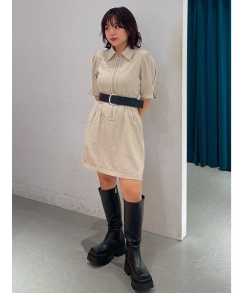 SLY（スライ）の「FRONT ZIP TUCK S/OP フロント ジップ タック ショートワンピース（ワンピース・レディース・ブラック/アイボリー・2/1）」の16枚目の写真