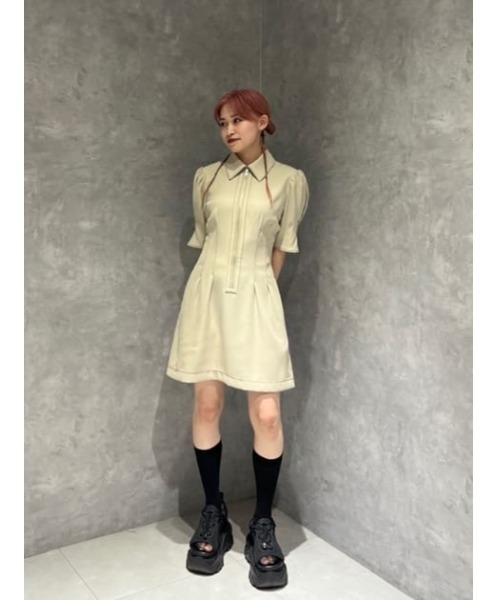 SLY（スライ）の「FRONT ZIP TUCK S/OP フロント ジップ タック ショートワンピース（ワンピース・レディース・ブラック/アイボリー・2/1）」の18枚目の写真