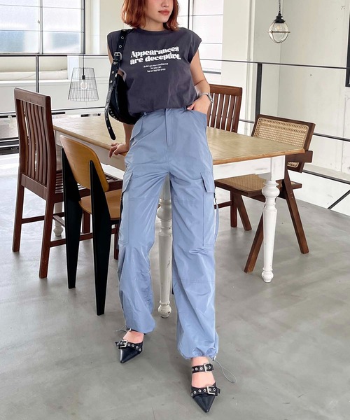 SPIRALGIRL（スパイラルガール）の「ポケットデザインカーゴパンツ（カーゴパンツ・レディース・ブラック/ブルー/ホワイト・FREE）」の7枚目の写真