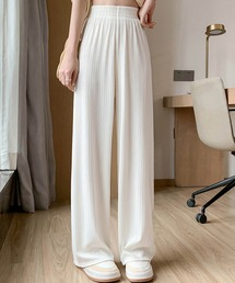 Cinderella（シンデレラ）の「プリーツパンツ セミワイド パンツ プリーツ カジュアル レディース ボトムス ロング丈 ウエストゴム ゴム ワイドパンツ 夏 20代 30代 40代（その他パンツ）」
