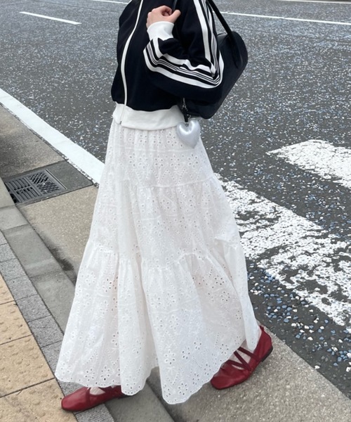 the virgins レースコットンスカート White the Virgins - the virgins flower cotton lace skirtの通販 by