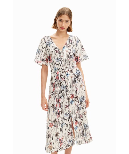 Artyな花柄のミディドレス（ワンピース）｜Desigual（デシグアル）