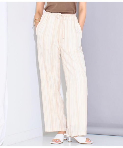Settimissimo（セッティミッシモ）の「マルチストライプルーズパンツ（スラックス・レディース・アイボリー/ブラック・FREE）」の11枚目の写真
