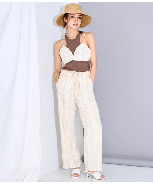 Settimissimo（セッティミッシモ）の「マルチストライプルーズパンツ（スラックス・レディース・アイボリー/ブラック・FREE）」の8枚目の写真