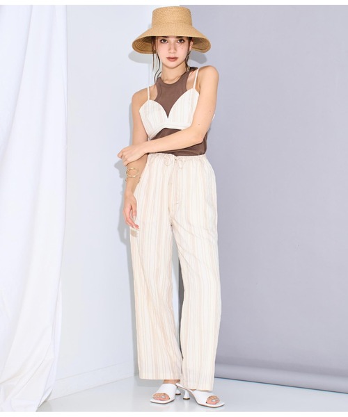 Settimissimo（セッティミッシモ）の「マルチストライプルーズパンツ（スラックス・レディース・アイボリー/ブラック・FREE）」の7枚目の写真