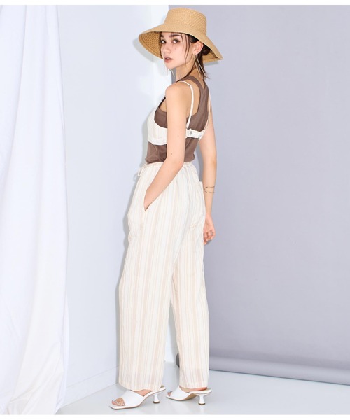 Settimissimo（セッティミッシモ）の「マルチストライプルーズパンツ（スラックス・レディース・アイボリー/ブラック・FREE）」の6枚目の写真