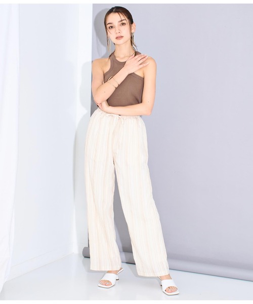 Settimissimo（セッティミッシモ）の「マルチストライプルーズパンツ（スラックス・レディース・アイボリー/ブラック・FREE）」の5枚目の写真