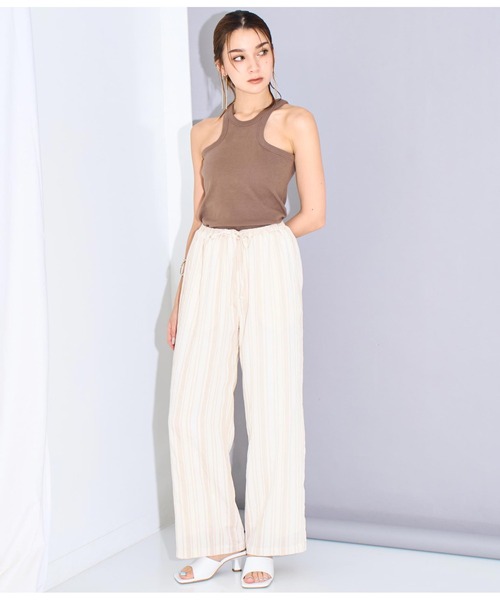 Settimissimo（セッティミッシモ）の「マルチストライプルーズパンツ（スラックス・レディース・アイボリー/ブラック・FREE）」の4枚目の写真