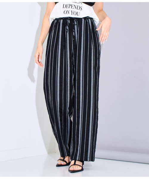 Settimissimo（セッティミッシモ）の「マルチストライプルーズパンツ（スラックス・レディース・アイボリー/ブラック・FREE）」の20枚目の写真