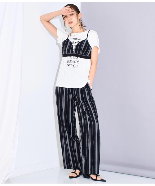Settimissimo（セッティミッシモ）の「マルチストライプルーズパンツ（スラックス・レディース・アイボリー/ブラック・FREE）」の18枚目の写真