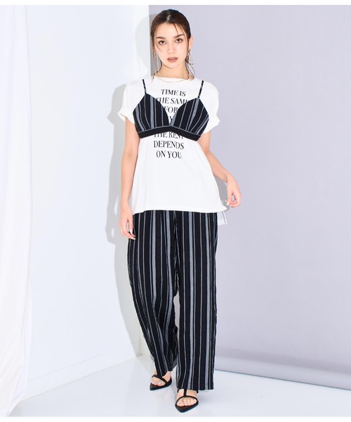 Settimissimo（セッティミッシモ）の「マルチストライプルーズパンツ（スラックス・レディース・アイボリー/ブラック・FREE）」の17枚目の写真