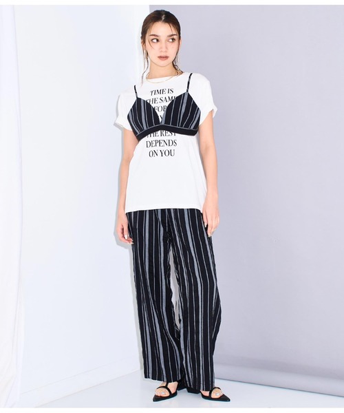 Settimissimo（セッティミッシモ）の「マルチストライプルーズパンツ（スラックス・レディース・アイボリー/ブラック・FREE）」の16枚目の写真