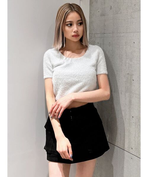 GYDA（ジェイダ）の「シャギーハーフスリーブニットトップス（ニット/セーター・レディース・ベージュ/オフホワイト/ピンク/シルバー・FREE）」の5枚目の写真