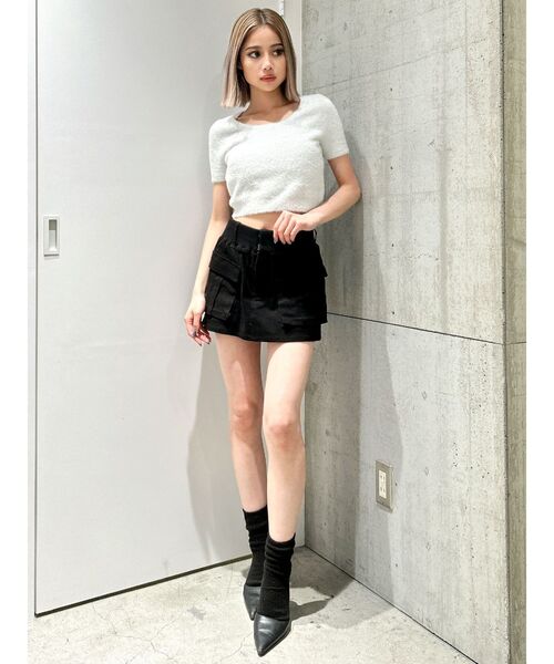 GYDA（ジェイダ）の「シャギーハーフスリーブニットトップス（ニット/セーター・レディース・ベージュ/オフホワイト/ピンク/シルバー・FREE）」の8枚目の写真