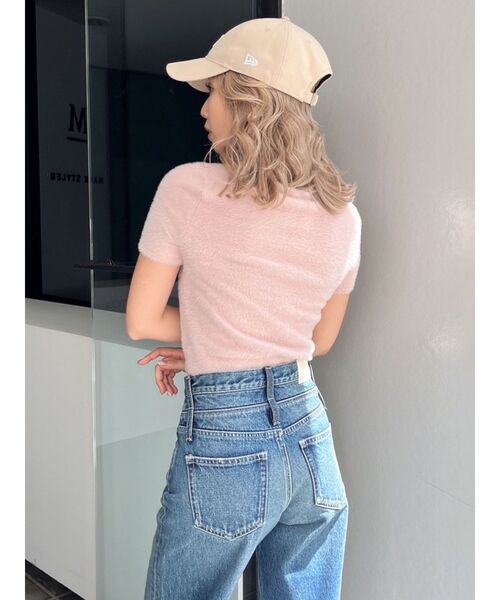 GYDA（ジェイダ）の「シャギーハーフスリーブニットトップス（ニット/セーター・レディース・ベージュ/オフホワイト/ピンク/シルバー・FREE）」の14枚目の写真