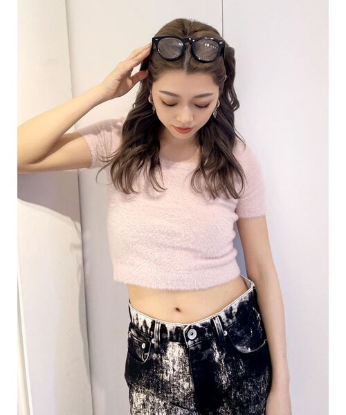 GYDA（ジェイダ）の「シャギーハーフスリーブニットトップス（ニット/セーター・レディース・ベージュ/オフホワイト/ピンク/シルバー・FREE）」の18枚目の写真