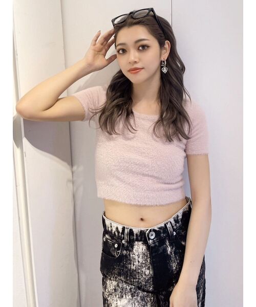 GYDA（ジェイダ）の「シャギーハーフスリーブニットトップス（ニット/セーター・レディース・ベージュ/オフホワイト/ピンク/シルバー・FREE）」の19枚目の写真