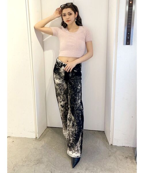 GYDA（ジェイダ）の「シャギーハーフスリーブニットトップス（ニット/セーター・レディース・ベージュ/オフホワイト/ピンク/シルバー・FREE）」の22枚目の写真