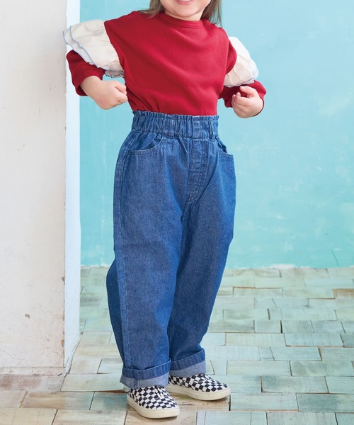 Life Support Products（ライフサポートプロダクツ）の「ハイウエストフリルデニムパンツ（デニムパンツ・キッズ・ネイビー/ブラック・130/120/150/140/100/110/90/95/80）」の5枚目の写真